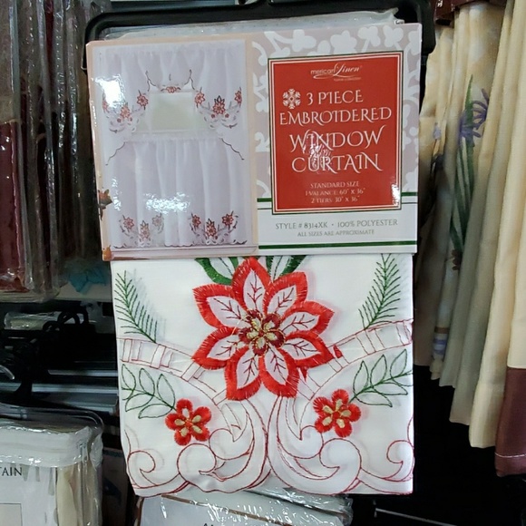 american linen Other - 3 PIECE EMBROIDERED WINDOW CURTAIN